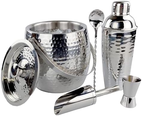 BREKX Insulated Ice Bucket for Cocktail Bar with Drink Shaker 5-Piece