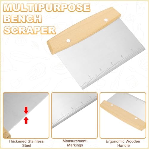 M METERXITY Multipurpose Bench Scraper, 6.5 Inch Stainless Steel Dough