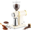 Huanyu 60mm Flat Burr Coffee Grinder, Cream White