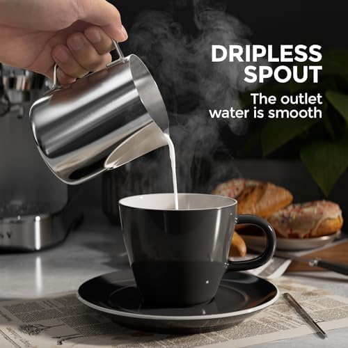 Milk Frothing Pitcher, 12 Oz/350 ML Milk Frother Steamer Cup Stainless