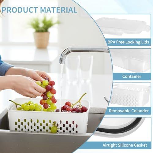 3 Pack Grape Containers for Fridge, 0.9-13.5 Qt