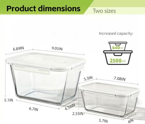 Extra Large Glass Storage Containers with Lids, 4 Pack