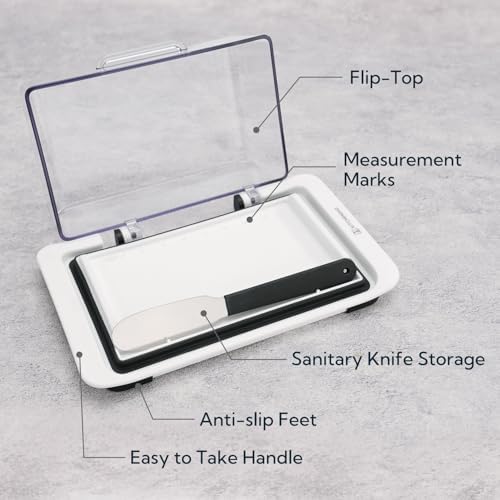 KITCHENDAO Airtight Flip-Top Butter Dish with Lid and Knife Spreader