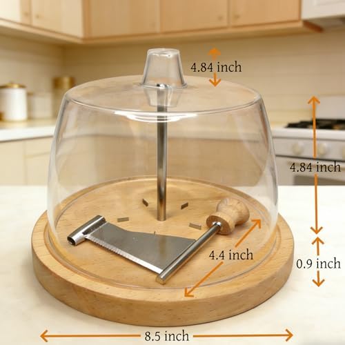 Cheese Curler Wheel, Stainless Steel with Wood Base