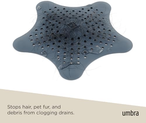 Umbra Starfish Hair Catcher, Suction Cup Drain Cover, 6-Inch, Slate