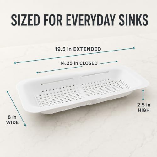 Expandable Over-the-Sink Colander Strainer Basket 14.25 to 19.5 Inch