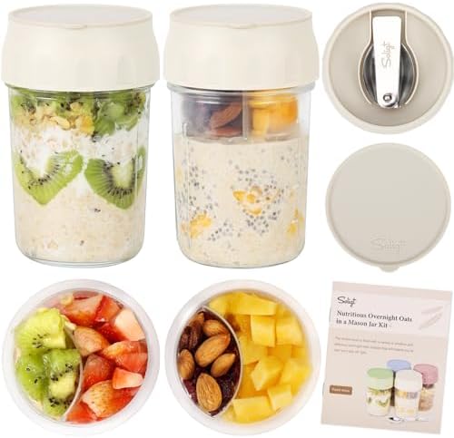 SOLIGT 2 Pack Overnight Oats Containers with Lids