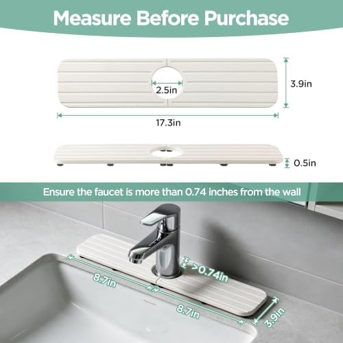 NiuYichee Faucet Mat for Kitchen Sink, Water Absorbing Diatomite Stone