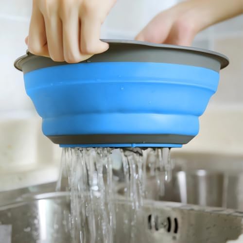 Collapsible Colander Set of 3, Space-Saving Foldable Strainer for