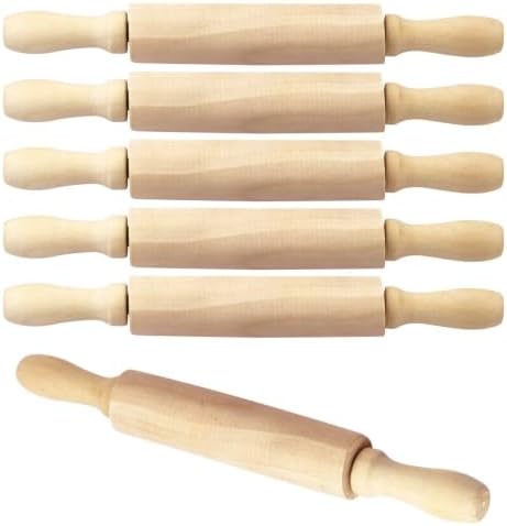 6 Pack 8 Inch Mini Wooden Rolling Pins for Kids Craft