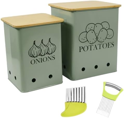 Potato and Onion Storage Bin, Onion Holder with Onion Slicer, Potato