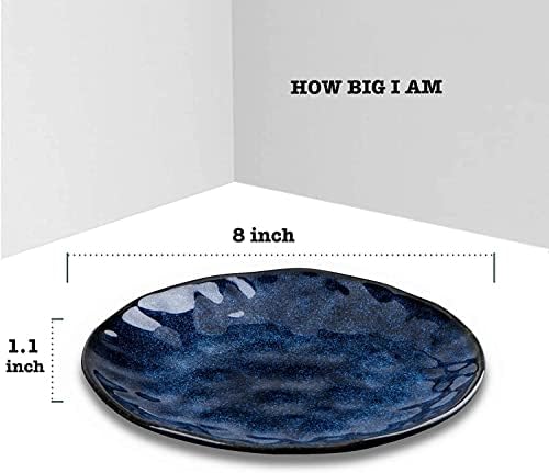 vicrays Ceramic Dessert Salad Plates, 8 Inch, Set of 6, Round