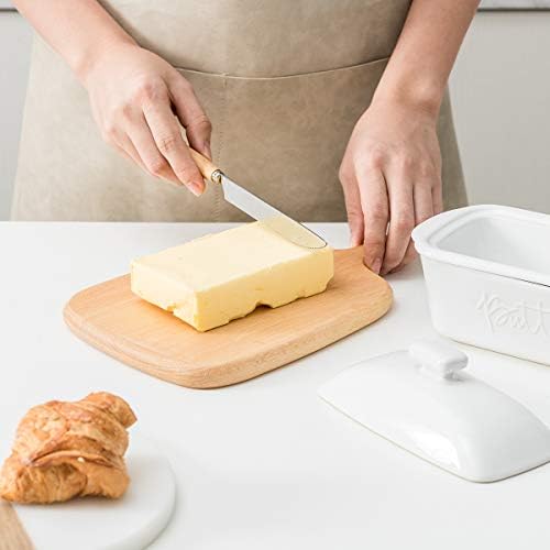 FE Butter Dish, 10 oz Ceramic Butter Keeper with Water Line, French