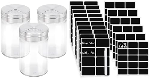 Segarty Spice Jars with Labels Set - 3 Pcs 3oz Glass Jars with Shaker