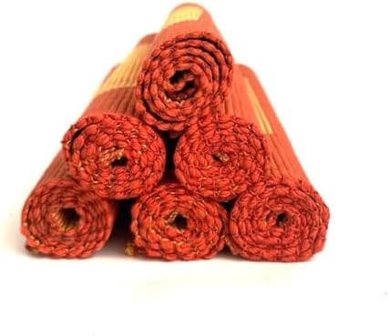 Cotton Placemats Set of 6, Burnt Orange Ribbed Table Mats