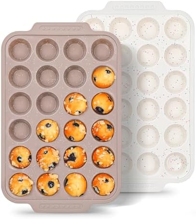 2 Pcs Silicone Muffin Pans for Baking with Metal Reinforced Frame