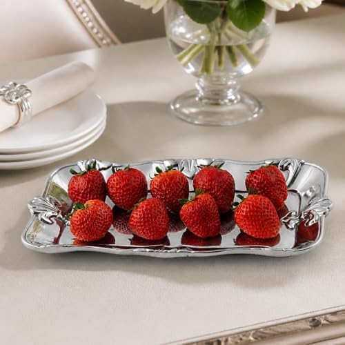Arthur Court Fleur-De-Lis Bread Tray - Sand Casted Aluminum Serveware