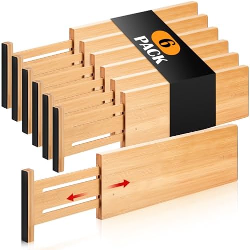 Fabsome Dresser Drawer Organizers 6 Pack, 4.65'' High Adjustable from