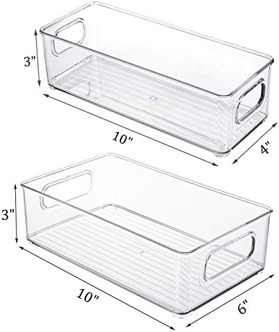Kingrol Plastic Storage Bins, 10 x 6 x 3 Inch, 10 x 4 x 3 Inch