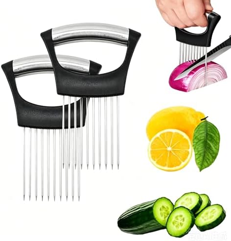 2Pcs Stainless Steel Onion Holder for Slicing, Onion Slicer Holder