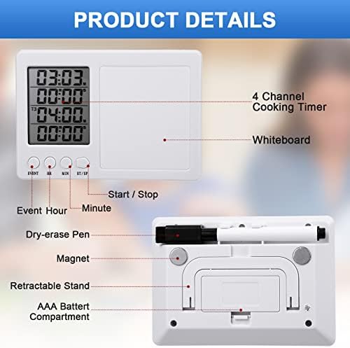 Fabbay 2-Piece Digital Kitchen Timers with Magnetic Whiteboard
