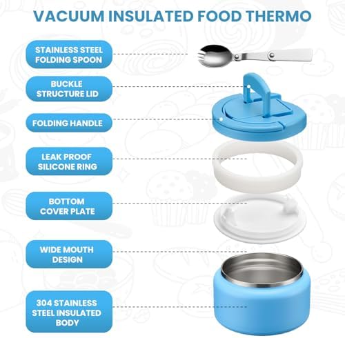 Itslife 13.5oz Vacuum Insulated Soup Thermo for Hot Food, Kids Lunch