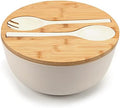 ShineMe Large Salad Bowl with Lid, Bamboo Fiber Salad Serving Bowl Set