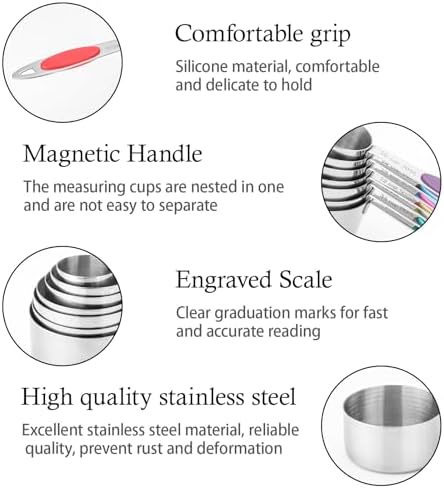 Magnetic Measuring Cups and Spoons Set, 15 Piece Stainless Steel