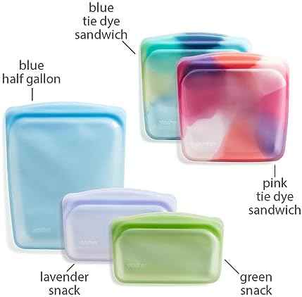 Stasher Premium Reusable Silicone Food Storage Bags, 5-Pack, Tie Dye