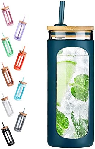Kodrine 20oz Glass Tumbler with Straw and Lid, Iced Coffee Cups with