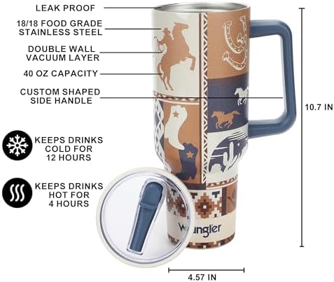 Wrangler Cowboy Boots & Cactus White 40 Oz Stainless Steel Water