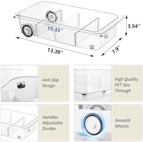 Roll-Out Refrigerator Organizers and Storage, 2 Pack Drawer Fridge
