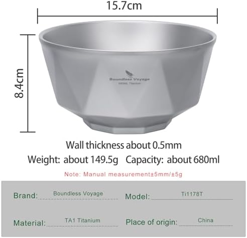 Boundless Voyage Titanium Double Walled Salad and Rice Bowls Soup