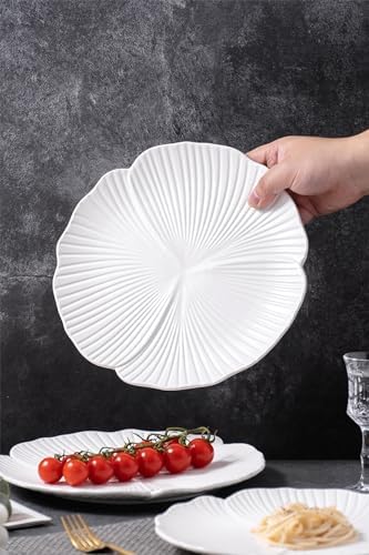 Jusalpha Set of 3-Japanese Style Porcelain Flat Dinner Plates, 10''