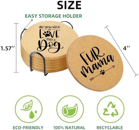 Coasters for Drinks with Set of 6, Cute Dog Coaster for New Home