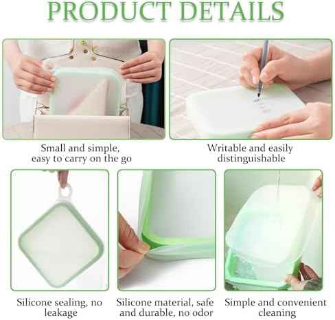 3 Pcs Silicone Sandwich Containers, Green