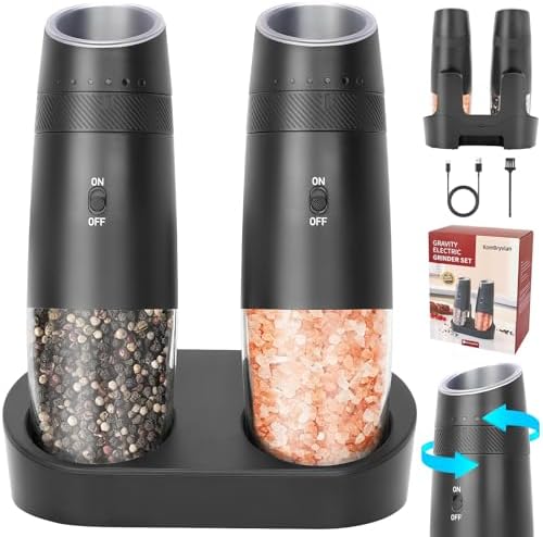 Gravity Electric Salt and Pepper Grinder Set, 2 Automatic Shakers with