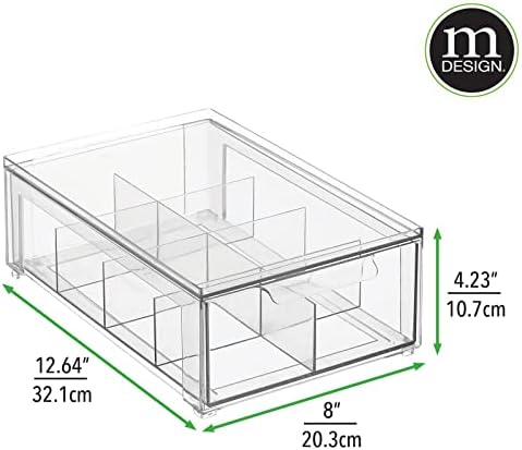 mDesign Plastic Kitchen and Pantry Organizer with Divided Drawer