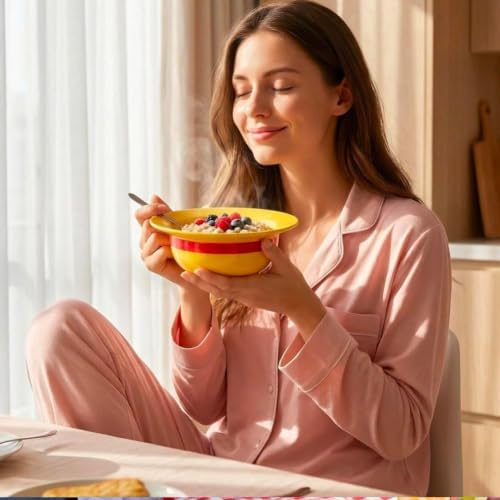 Straw Hat Ceramic Bowl Set w/ Spoon Fork & Chopsticks - Novelty Ramen