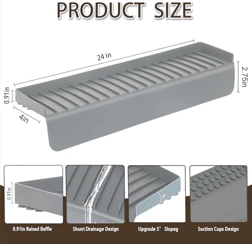 Silicone Sink Edge Protector with Suction Cup 4" x 24",Kitchen Sink