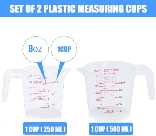 DTDNZKN 6 Pack Measuring Cup Set, 250ml (1-Cup) and 500ml (2-Cup)