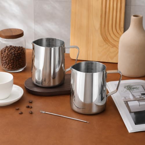 4 Pcs Milk Frothing Pitcher, 20oz/600ml Stainless Steel Milk Steamer