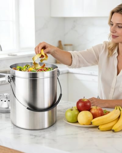 1.3 Gallon Stainless Steel Countertop Compost Bin