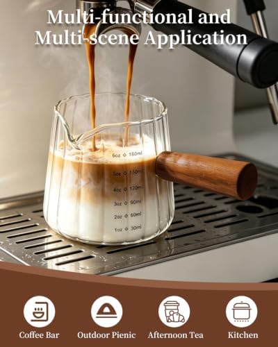 Espresso Cups 6 Oz, Espresso Shot Cups with Wood Handle, V-Shaped