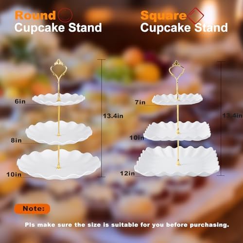 Dessert Table Display Set, 3 Tier Cupcake Stand, White Plastic, 5Pcs