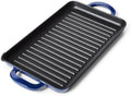 Sur La Table Enameled Cast Iron Grill Pan, 15" x 9", Blue