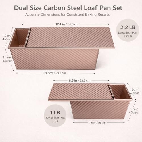 3-Pack Bread Pan with Lids, 2.2LB & 1LB & 1LB Dough Capacity