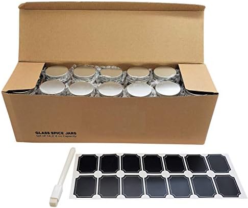 Zugar Land Set of 14 - Square Glass Spice Jars with Shaker Tops and