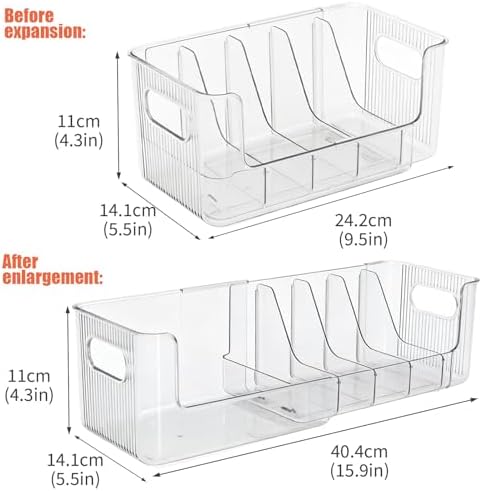 Clear Expandable Snack Organizer for Countertop,Adjustable Pantry