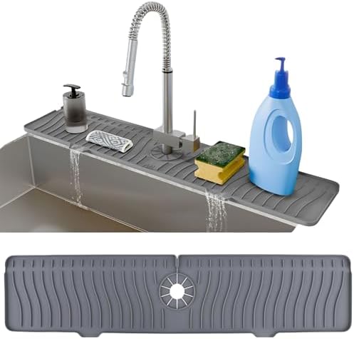 24 Inch Longer Faucet Mat for Kitchen Sink, Silicone Sink Faucet Mat